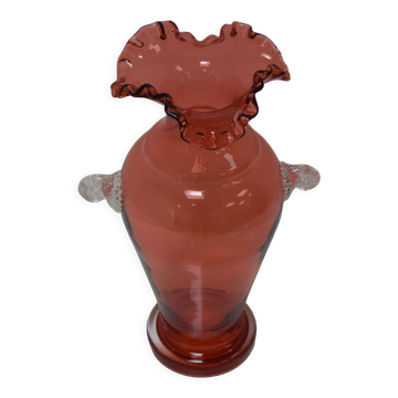 Art Czech glass vase, by Glasswork Novy Bor, 1950s