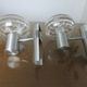 Pair of wall lamps, chrome metal and brushed aluminum 60s 70s