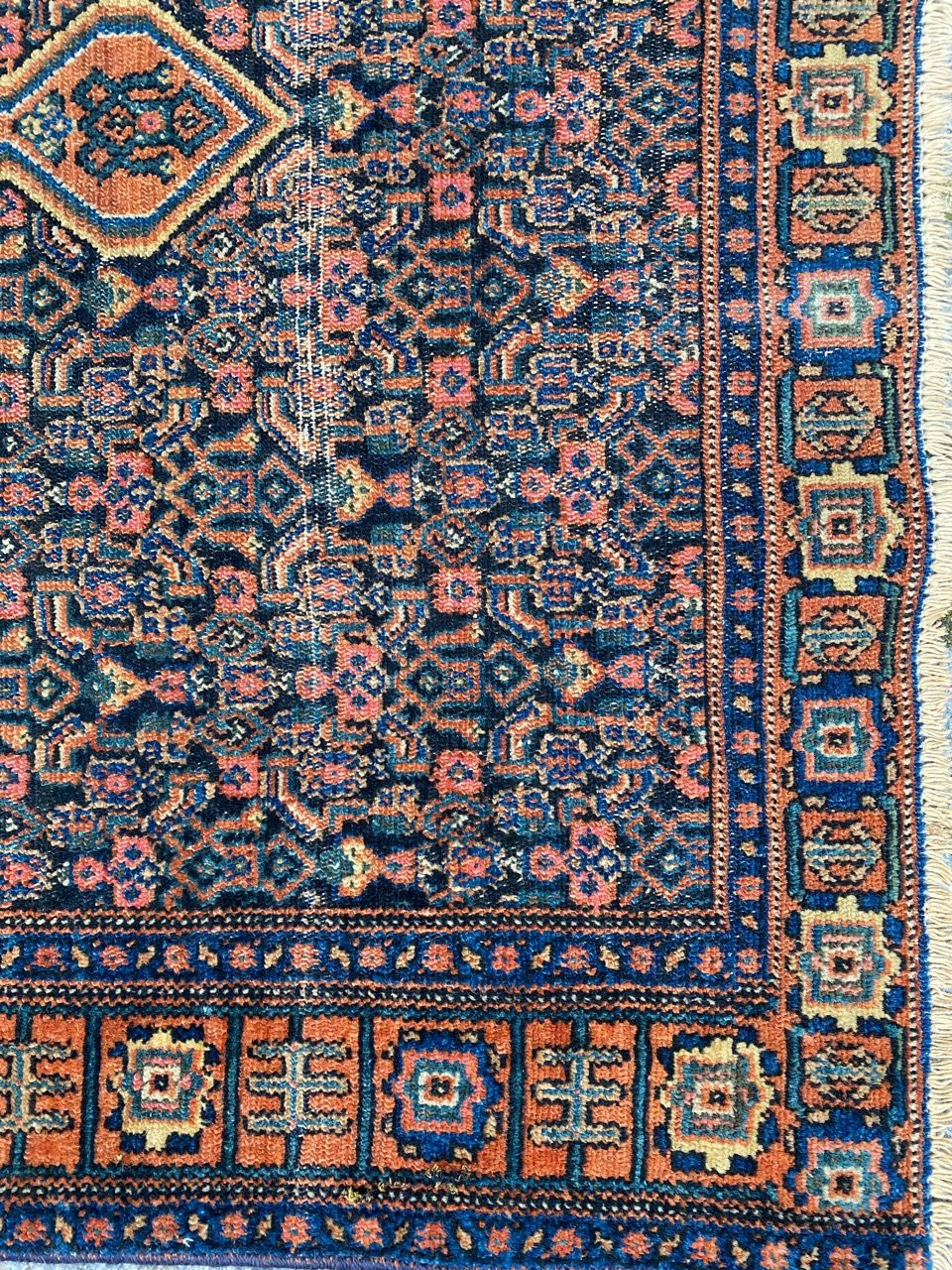 Senneh handmade ancient Persian Oriental carpet 102x139 cm