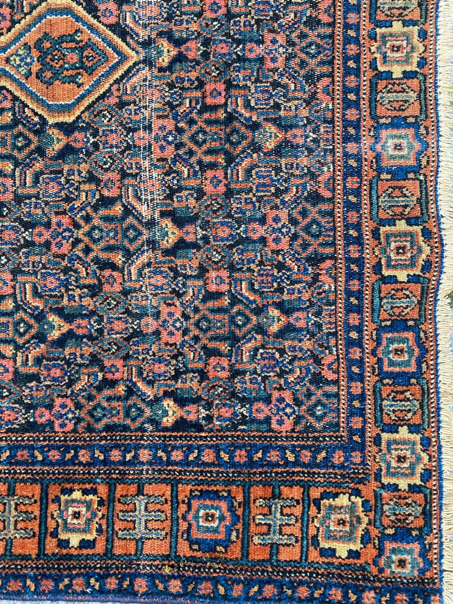 Tapis ancien persan d’orient senneh fait main 102x139 cm