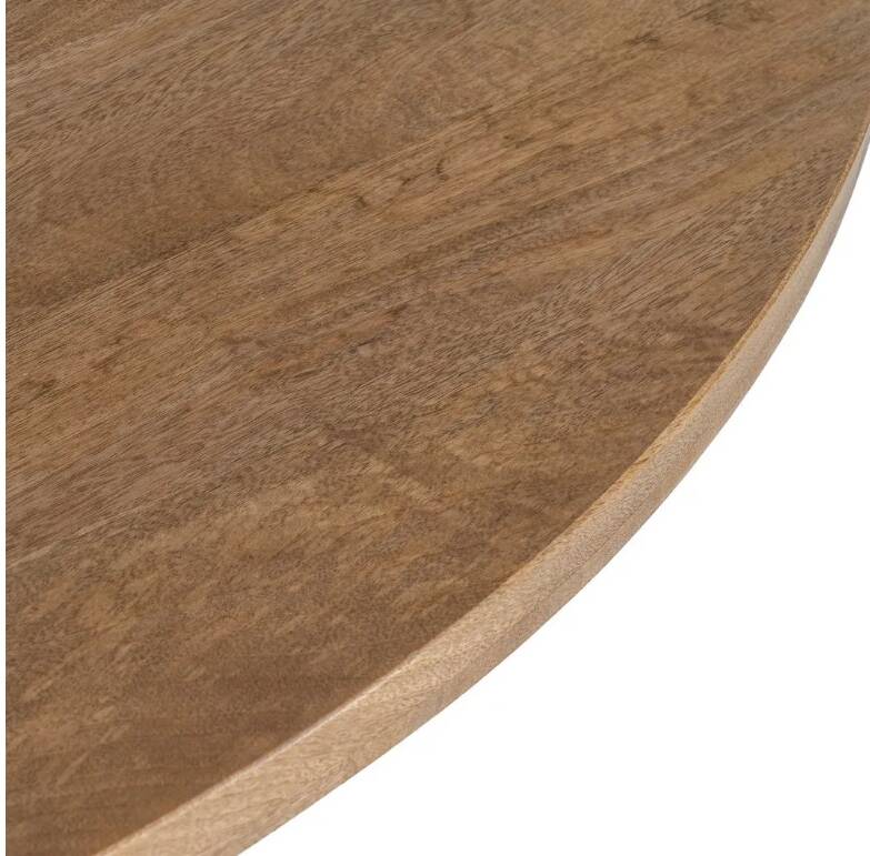 Round table made of solid mango wood – Sculpted central base –
