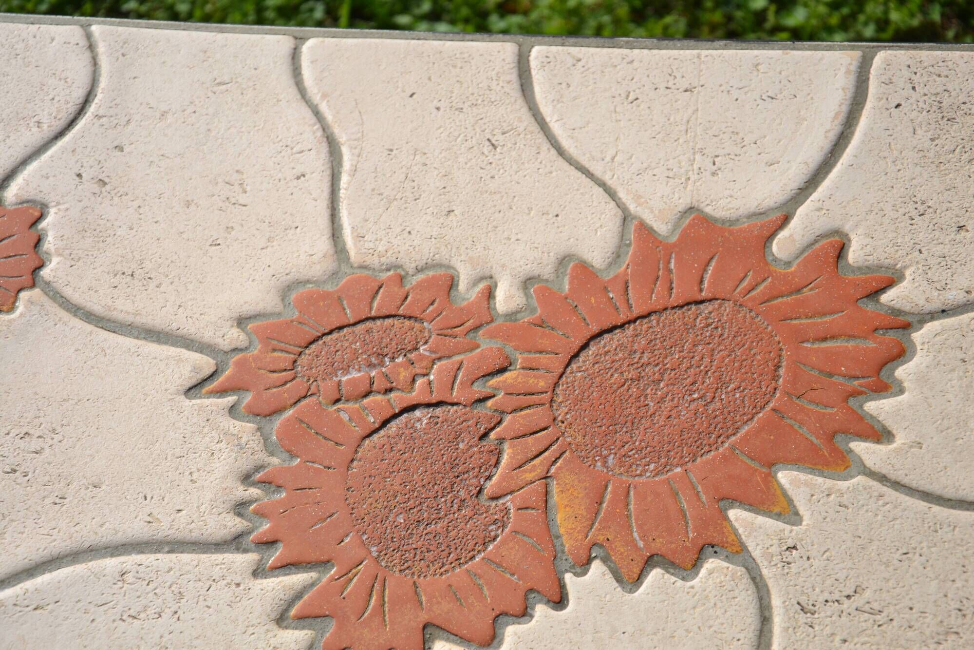 Ceramic coffee table Vallauris "Sunflower" signed Barrois