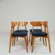 Vintage Scandinavian boucle navy blue chairs set of 4