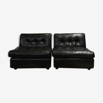 Amanta armchairs in imitation leather by Mario Bellini for B & B Italia