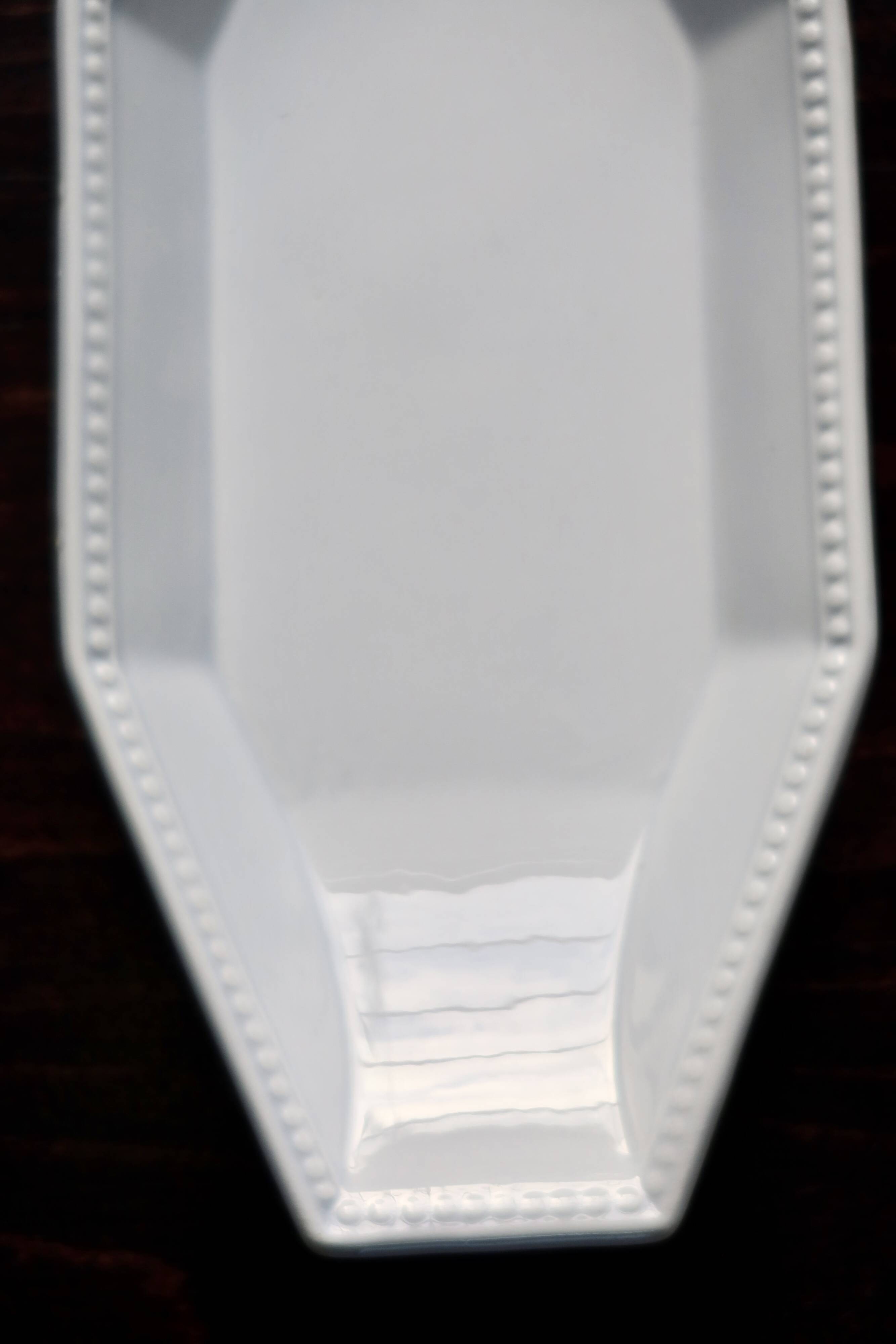 Antique octagonal serving dish from Creil and Montereau - Perles pattern - Pale blue-grey