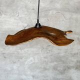 Medium pendant light in corrugated teak leaf (Medium D:50 H:20)