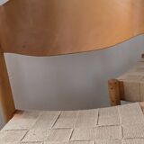 Set of 6 stackable chairs in beech and jute.