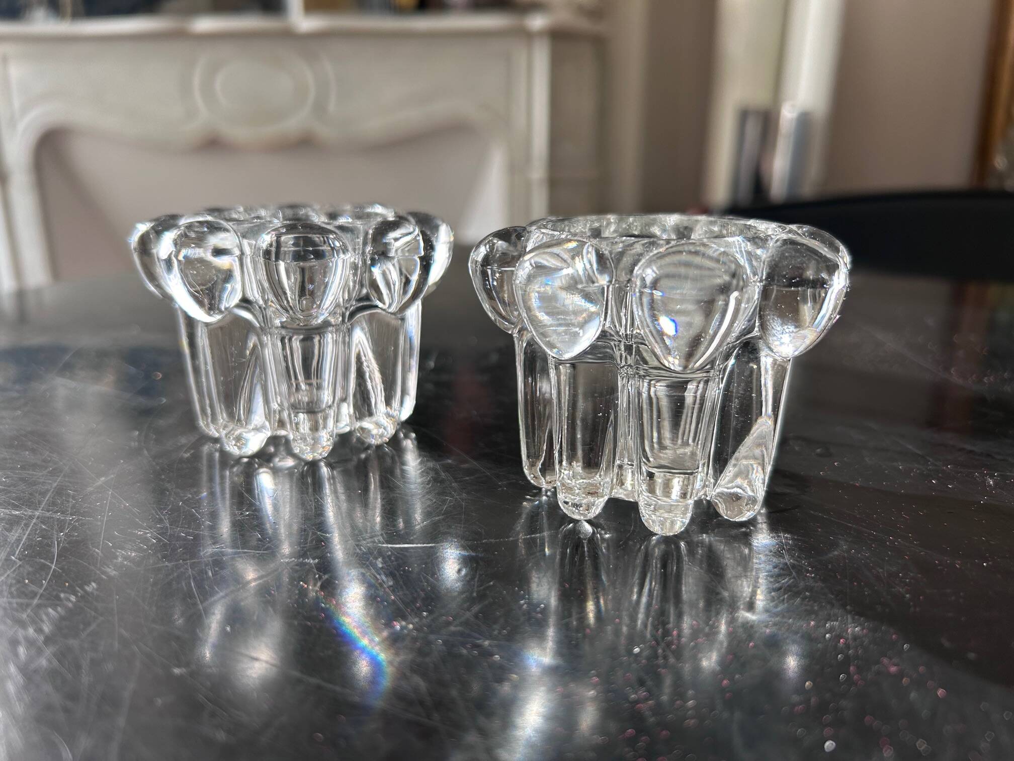 pair of crystal candle holders