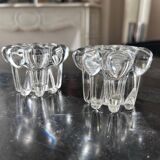 pair of crystal candle holders