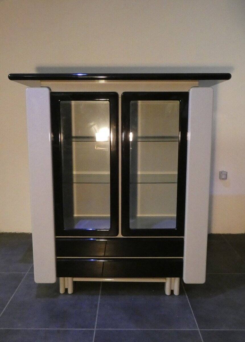 Bicolour lacquered wood bar cabinet, Italy, 1980s