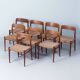 Danish extendable teak dining set with 8 Møller Model 75 chairs, 1960s