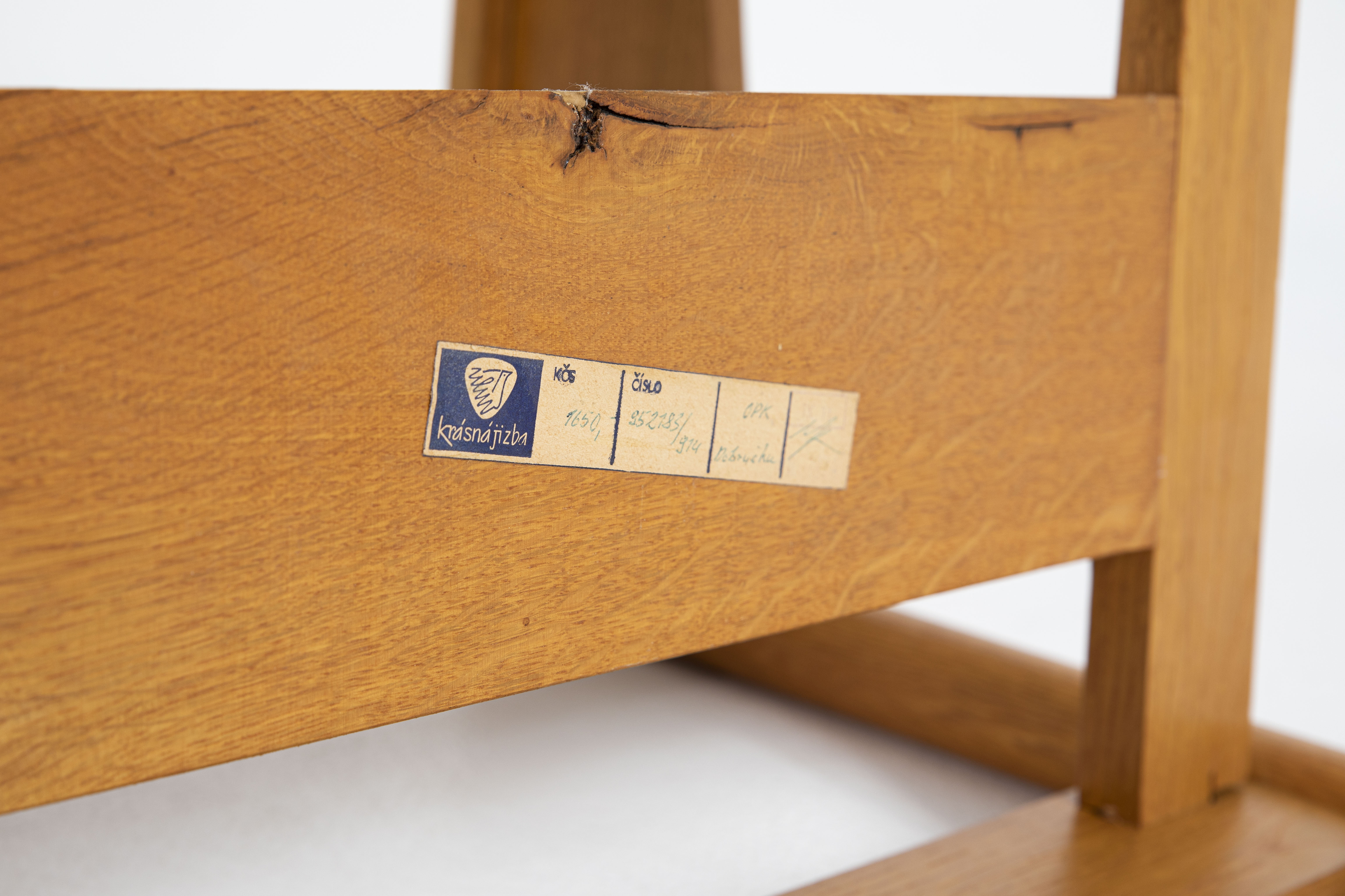 Pair of Oak and Leather Armchairs by Uluv Krasna Jizba, 1960s