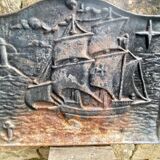 Plaque ancienne en fonte à décor maritime, XXème siècle