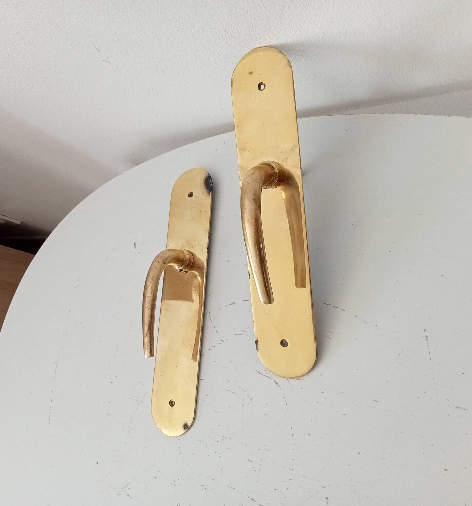 Pair of solid brass door handles