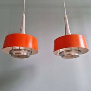 Paire de suspensions scandinaves en aluminium brossé, années 60