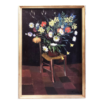 Tableau 1957 "bouquet champêtre"