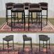 Set of 5 industrial-style stools in metal and leather, modern design