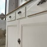 Meuble de métier enfilade patine blanche