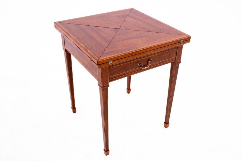 Folding game table, Western Europe, around 1890. Antique. After renovation.