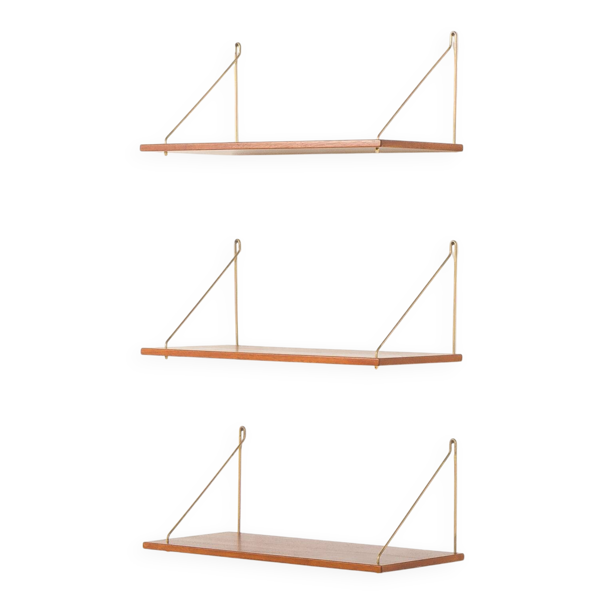 Danish mid-century floating shelves in teak, set of 3, 1960s
