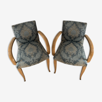 Paire de fauteuils bridge tissu vintage