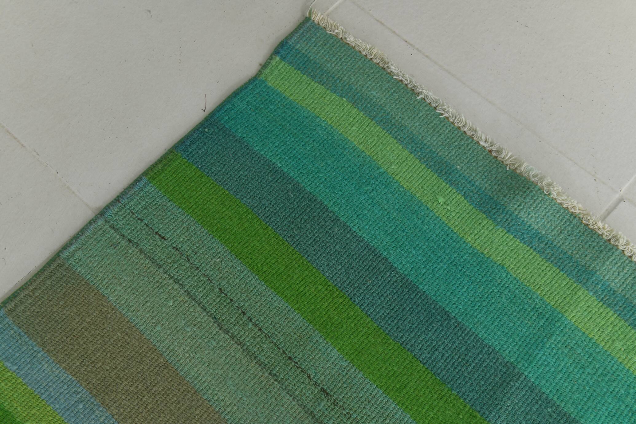7x9 Shades Of Green Vintage Kilim Rug, 213x281Cm