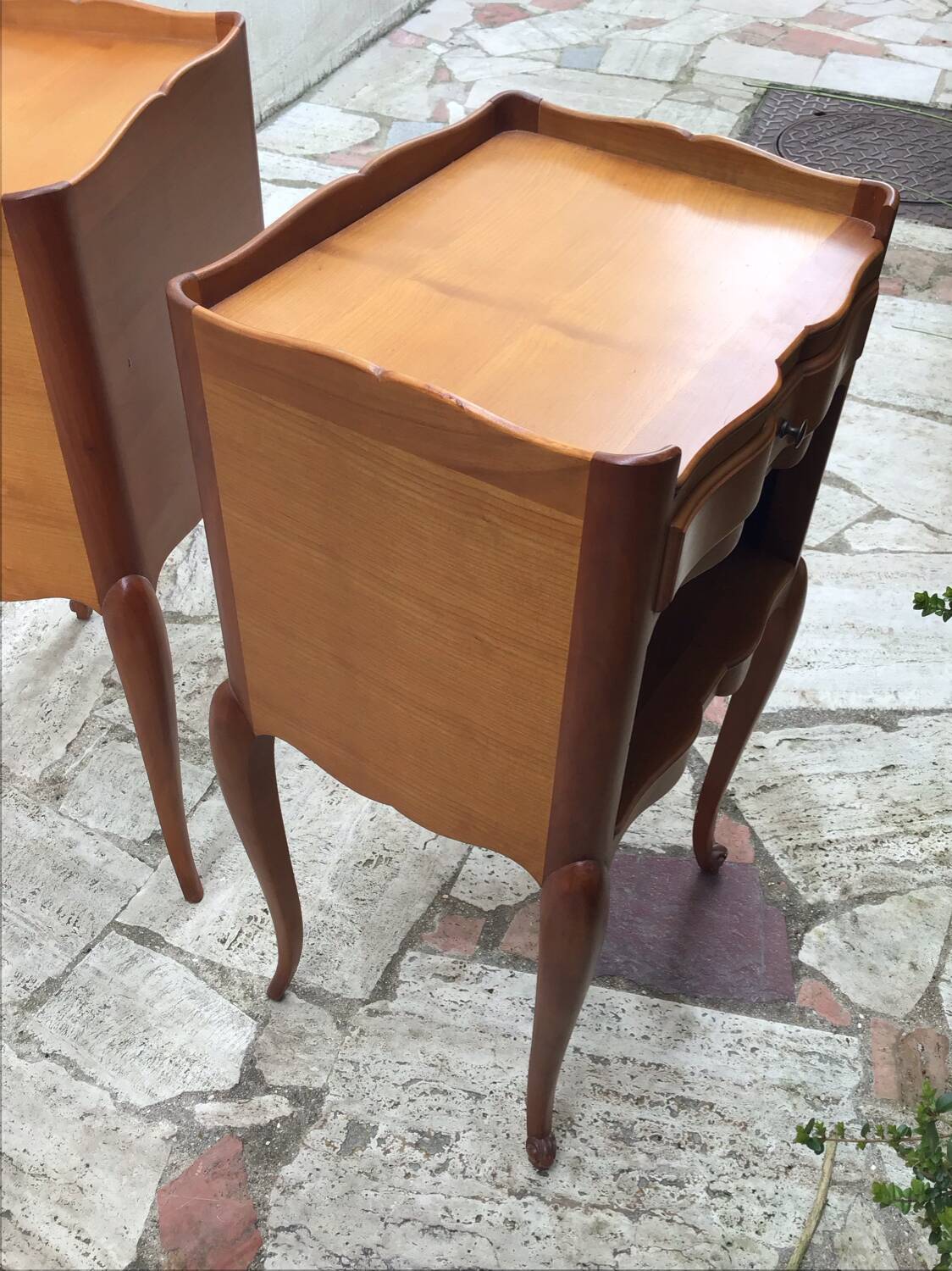 Pair of Louis XV style bedside tables in solid wood