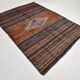 Tapis Kilim Anatolien Vintage – Rayures Ethniques, Tissé Main , 176x242 Cm