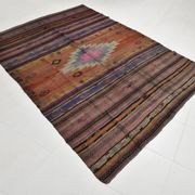 Tapis Kilim Anatolien Vintage – Rayures Ethniques, Tissé Main , 176x242 Cm