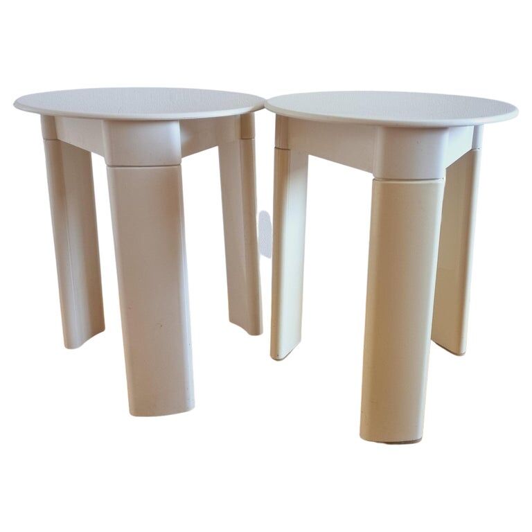 Pair of Midcentury Stools/Side Tables Trio, Olaf Von Bohr, Italy, 1970s