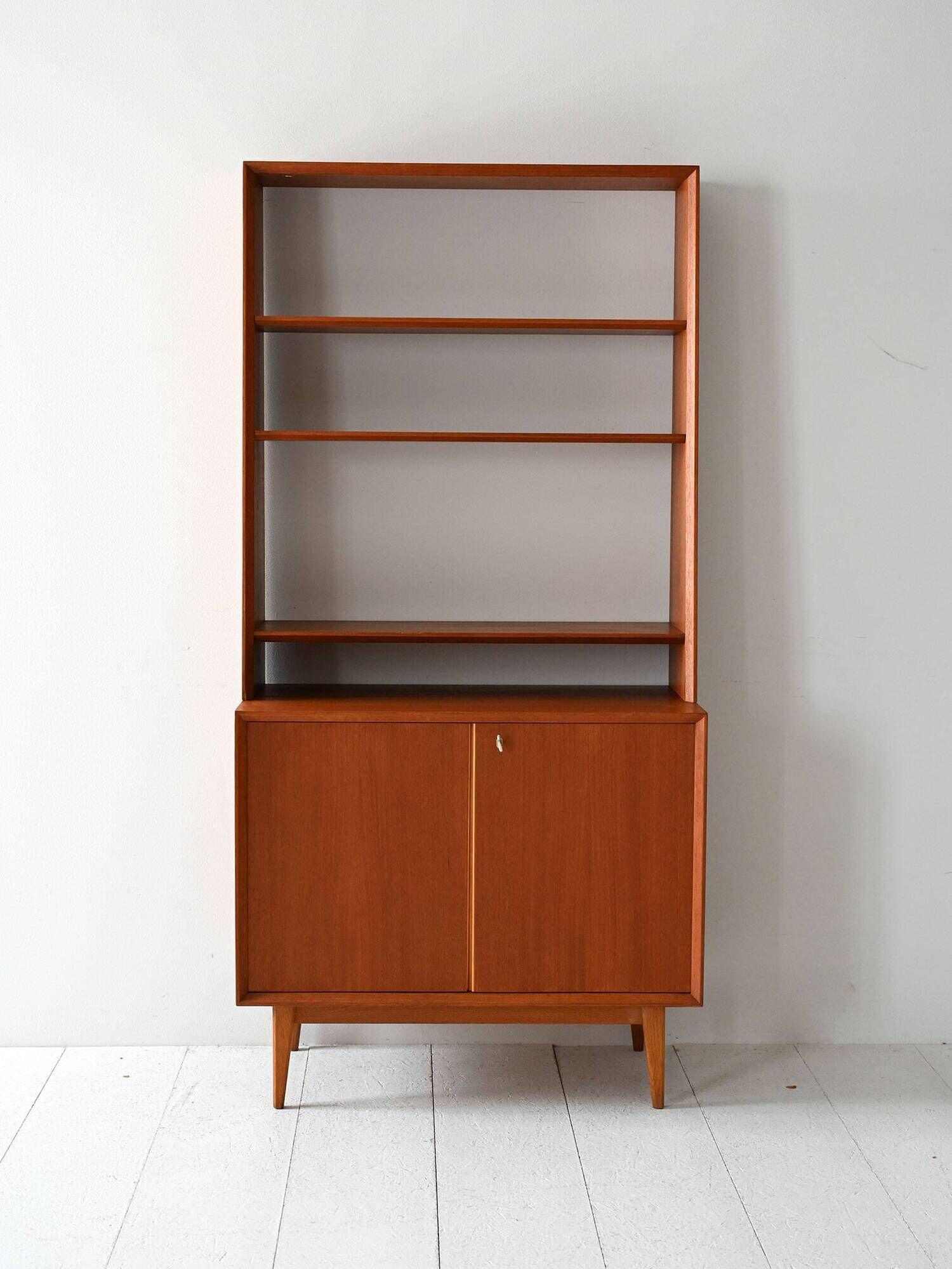 1960s Scandinavian teak bookcase with storage cabinet
