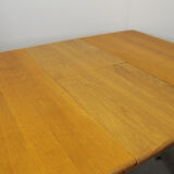 Table à manger extensible en chêne carré, Italie années 1970