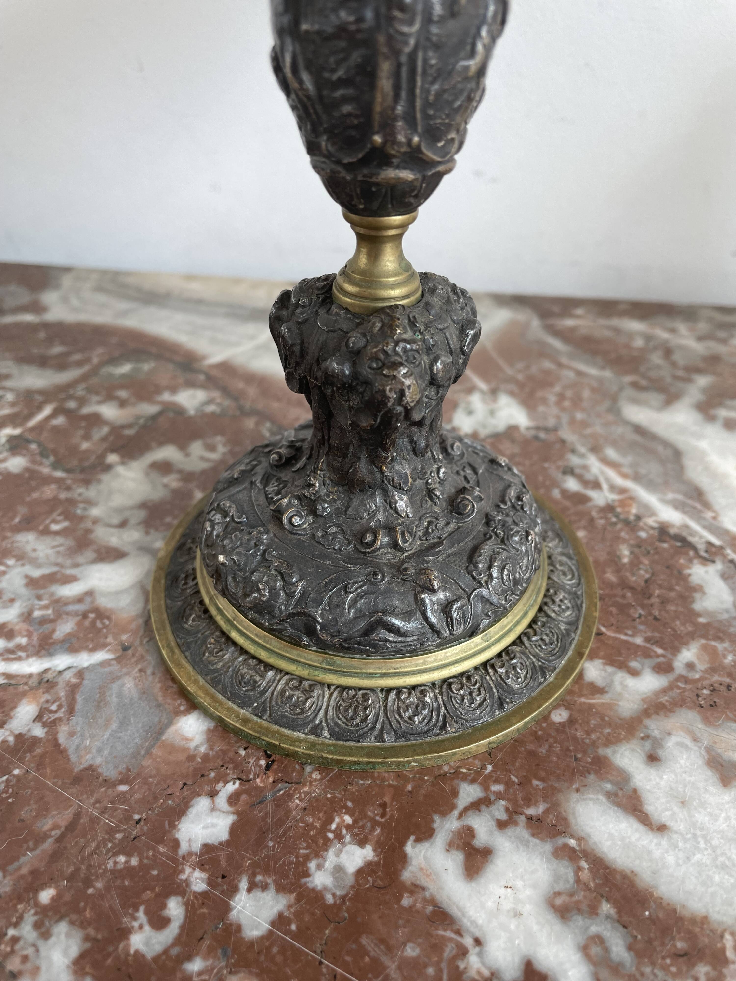 Antique, Standing cup, bronze, Napoleon III period, scene in the taste of antiquity, nineteenth, France