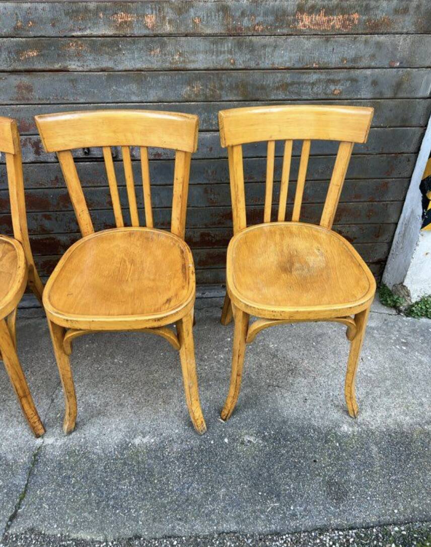 (Lot) 4 bistro chairs Baumann (light oak)