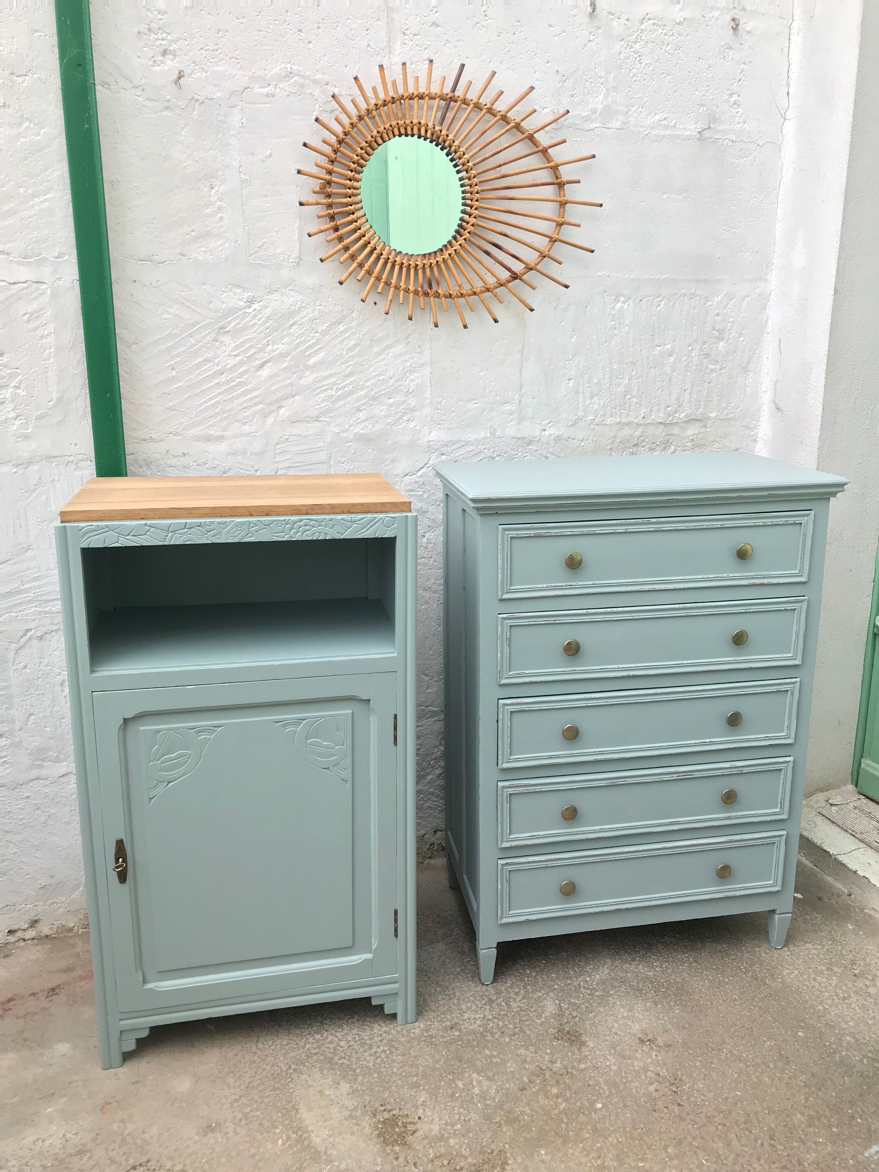 Antique chest of drawers 5 drawers patinated