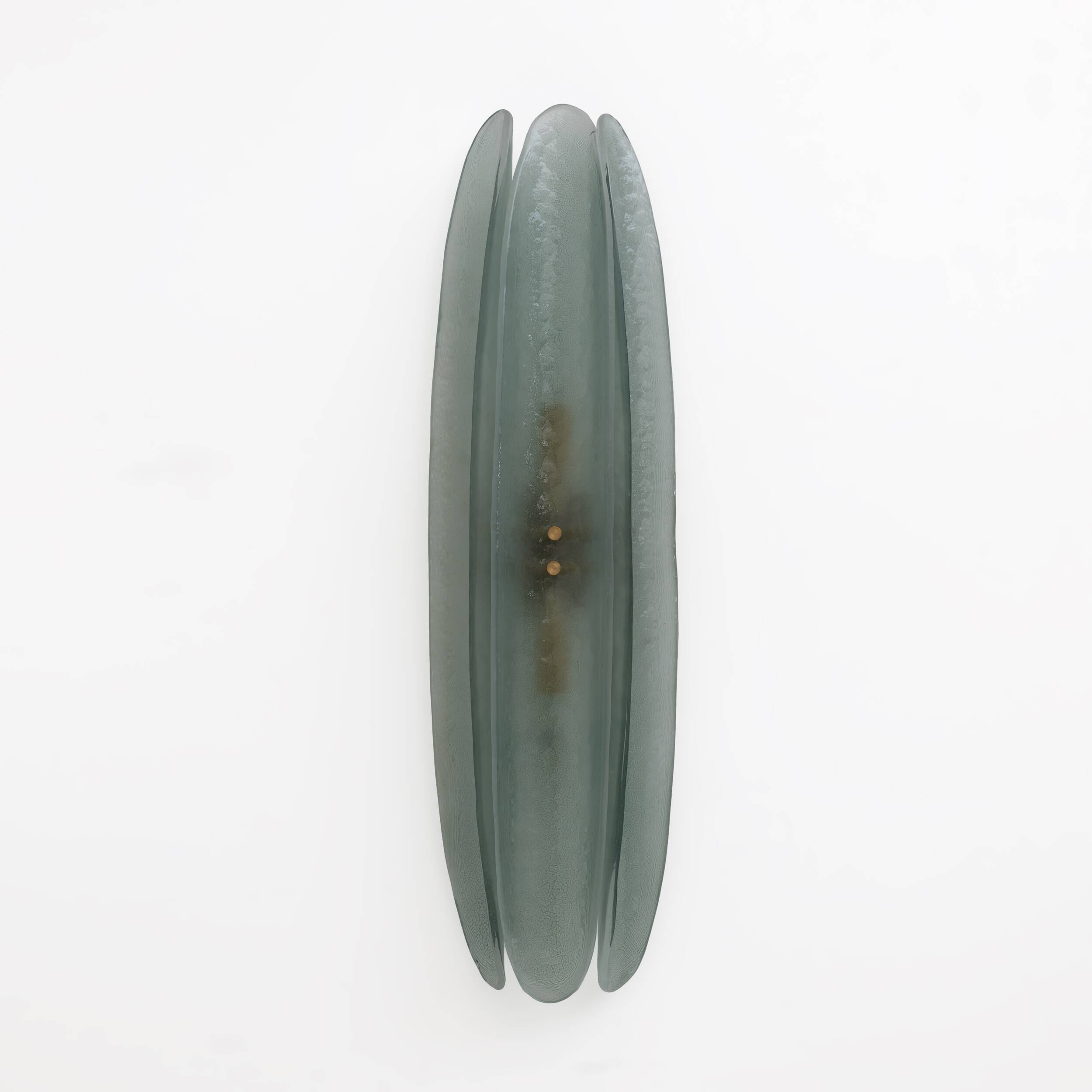 Pair of Fontana Arte Style Mid-century Modern Aqua Green Murano Glass Sconces