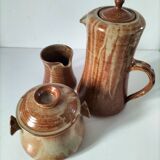 Stoneware coffee service signed Daniel Auger, Puisaye (Burgundy), 1970s