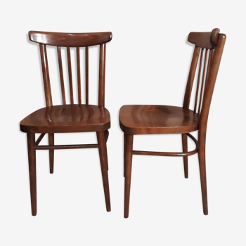 Pair of chairs "bistro" style Scandinavian modernist manufacturing Czechoslovakia