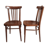 Paire de chaises "bistrot" style scandinave moderniste fabrication tchécoslovaquie
