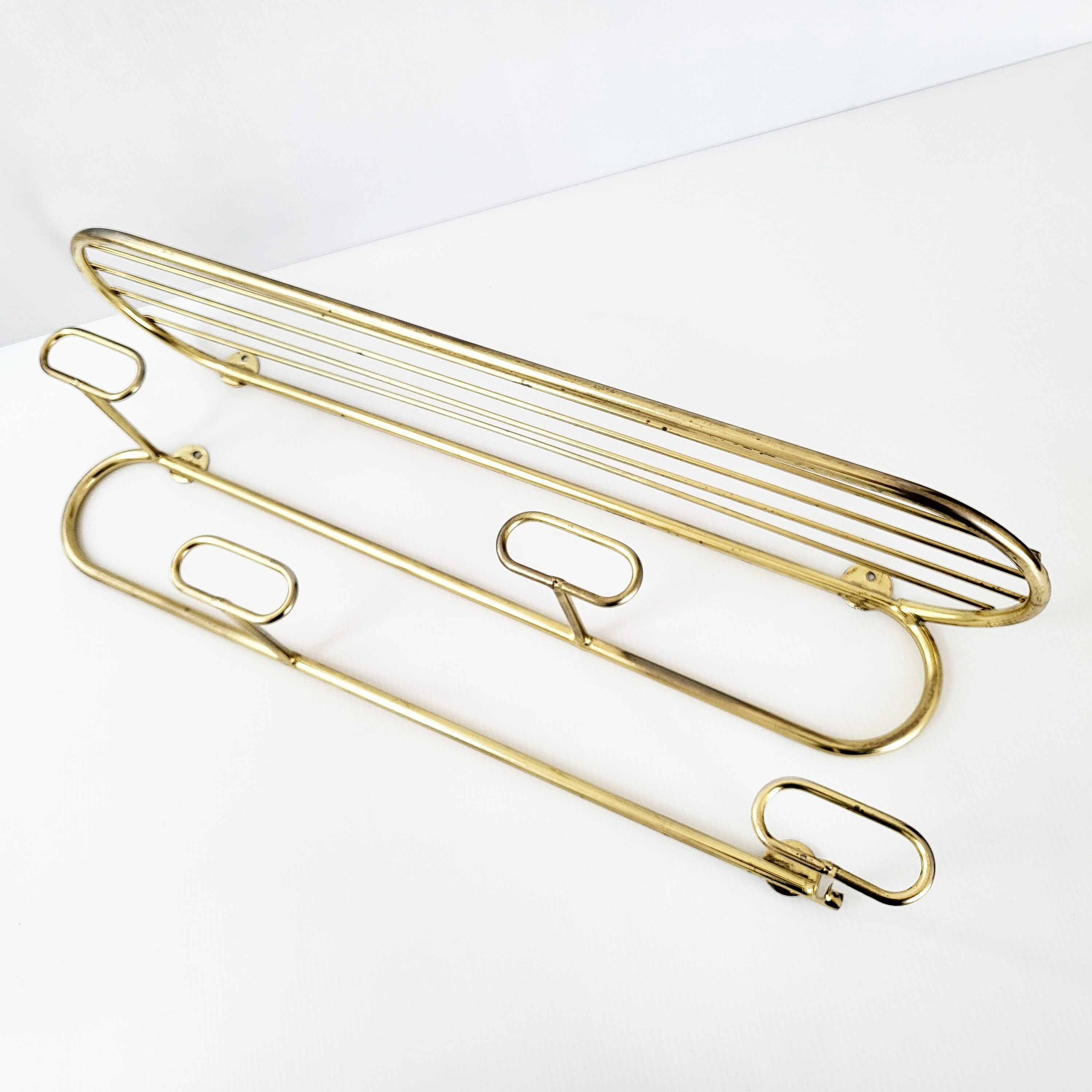Vintage 1960 brass coat rack