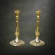 Pair of polished brass candlesticks – 1950s 60s