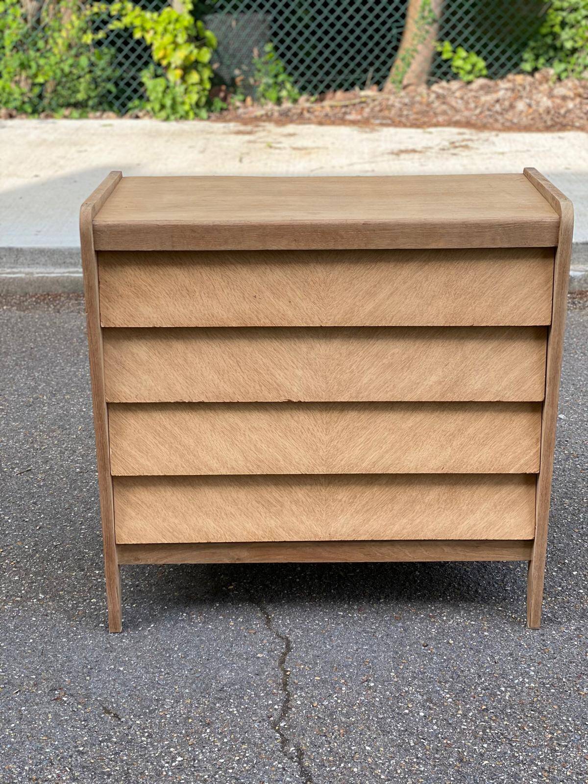 Commode scandinave 4 tiroirs rénovée en bois brut 1940