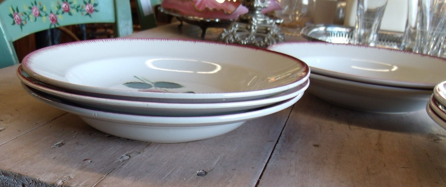 Suite of 8 soup plates Sarreguemines trifle