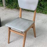 Scandinavian office chair in solid wood and gray skai leather