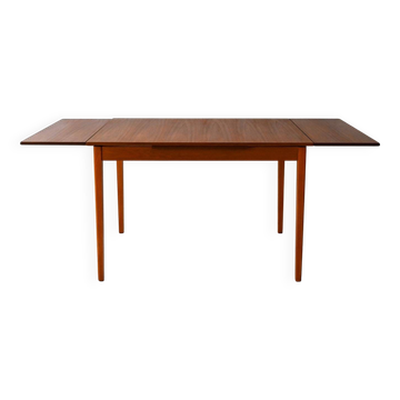 Table scandinave des années 1950 avec plateau en teck et rallonges