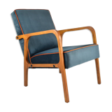 Original vintage armchair, restored, ocean blue velvet, 1960s