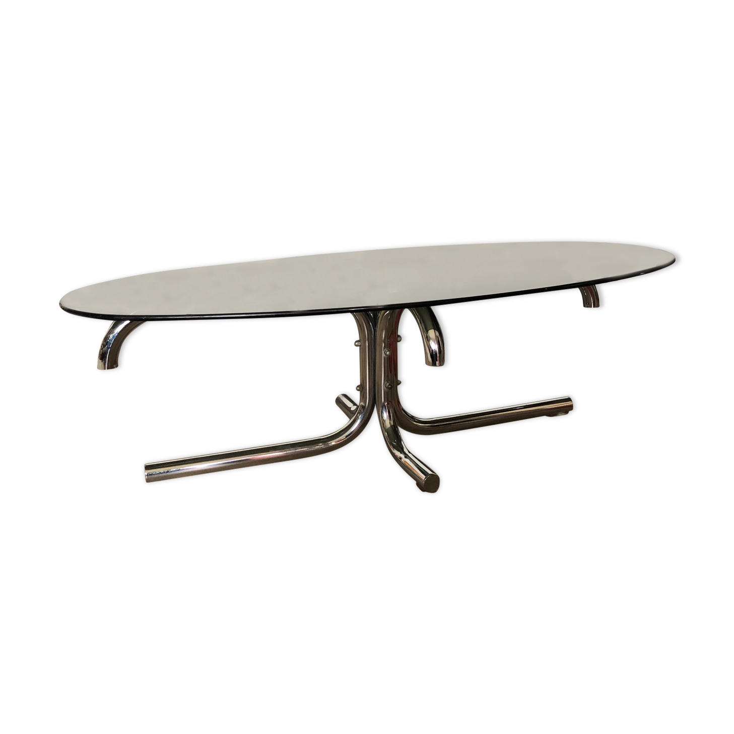 Coffee table smoked glass and chrome