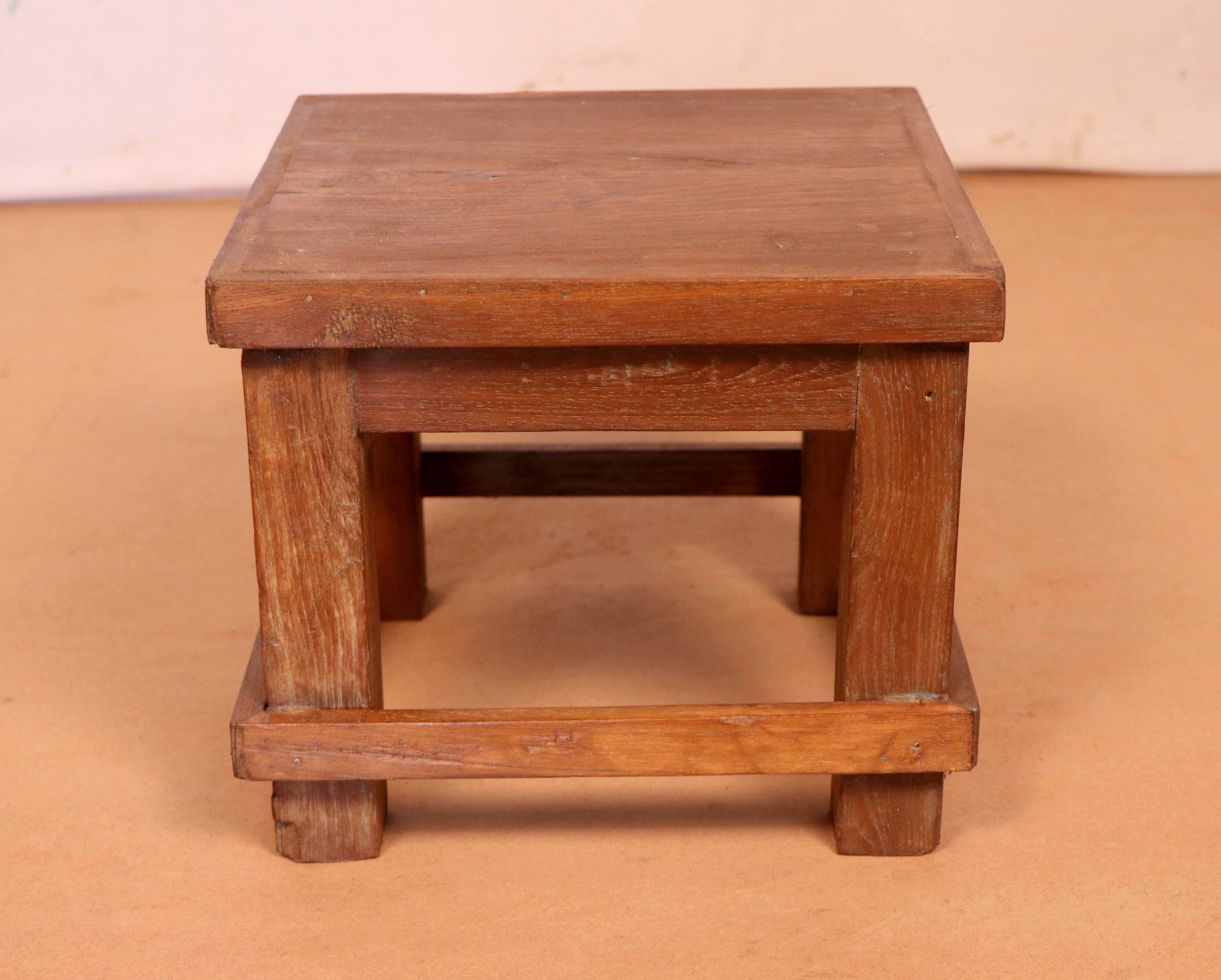 Old small Burmese teak workshop bedside table