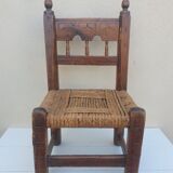 Chaise au cordage ancien espagnole brutaliste ancienne XVIIième ou XVIIIième