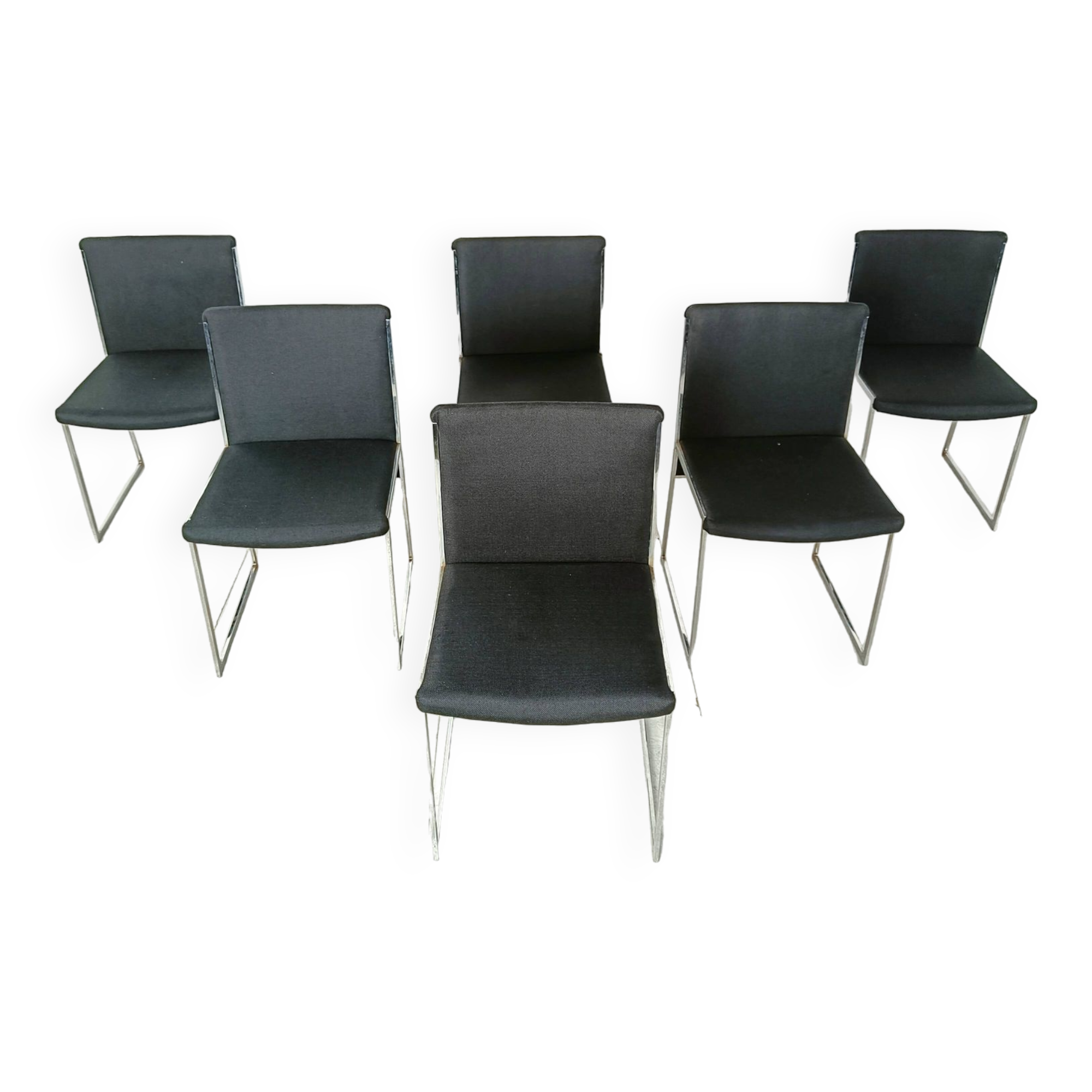 Vintage chrome italian dining chairs, 1970s